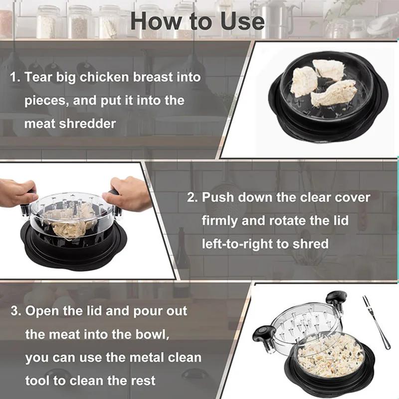 Chicken Chopper Chicken Chopper with Transparent Dsplay Cover Non-slip Base Suitable for Dishwasher Meat Shredder