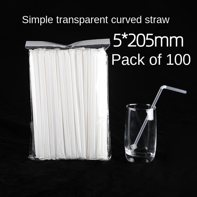 Disposable Straw, Bendable, Independent Packaging, Flat Mouth Straw, Spot Wholesale, Food Grade Plastic, PP Transparent Straw