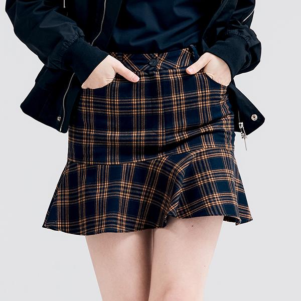 Henry Stuart Women'S Checked Mermaid Skirt Yellow