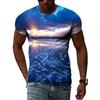Ocean Wave Pattern T-Shirts Summer Fashion Beach Short Sleeve 3d Printed Top Loose Casual Round neck Holidaywear Mens Tees