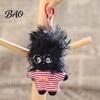 Doll Keyring Pendant, Mini Size Portable Keychain Soft Velvet Fabric Fried Hair Glasses Doll, Durable Accessory for Bags Keys Backpacks Small Hanging
