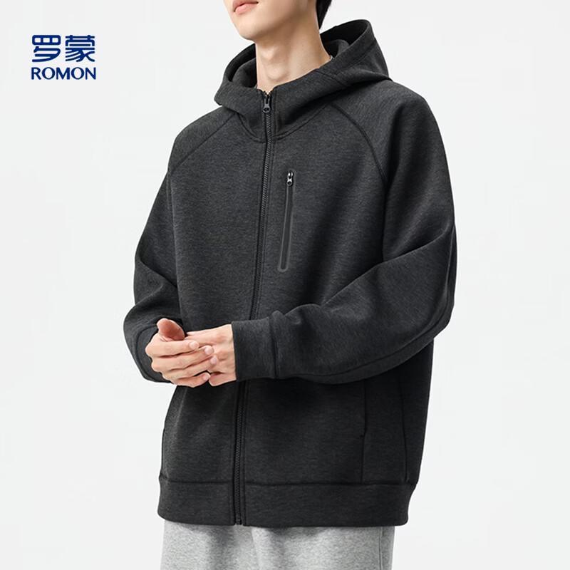 ROMON Men's Fleece Lined Air Layer Hooded Cardigan Jacket