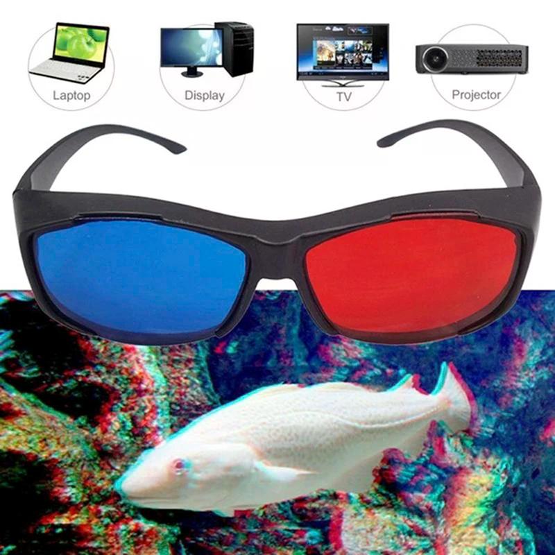 Hot sale 1PC Red Blue 3D Glasses Black Frame For Dimensional Anaglyph TV Movie DVD Game