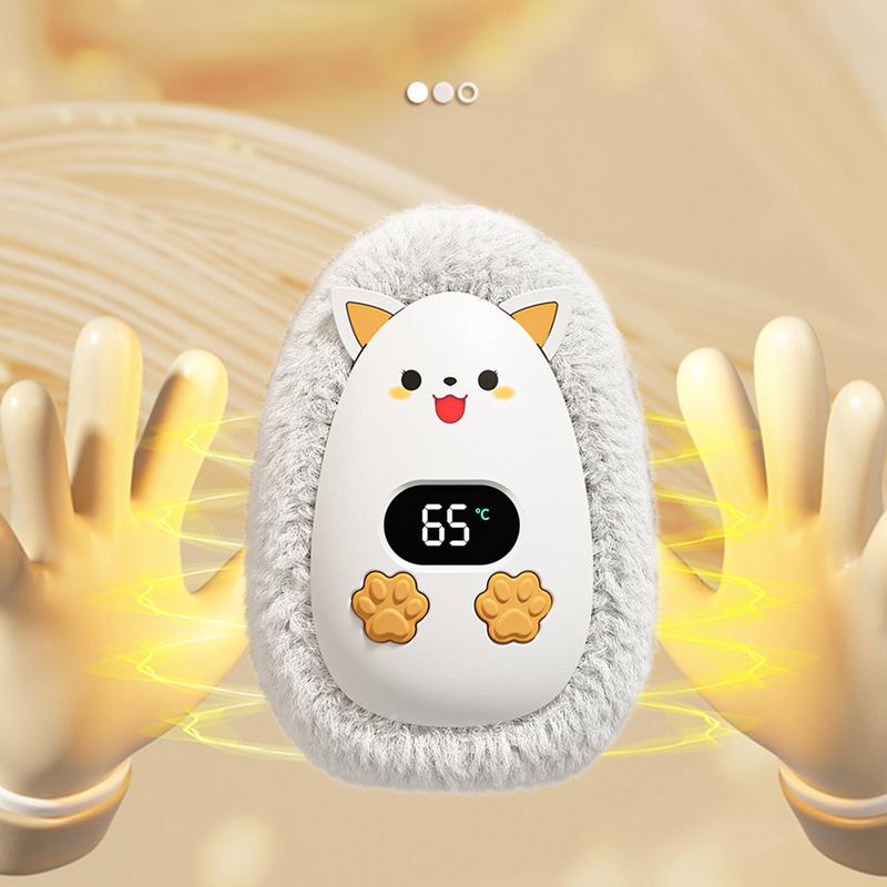 Animal Hand Warmer USB Rechargeable Winter Hand Warmer Lovely Plush Warming Tool Smart Digital Display Hand Heater For Women