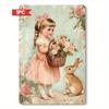 Vintage Metal Poster Rabbit Girl 8x12 Inch Tin Sign Wall Art Decor