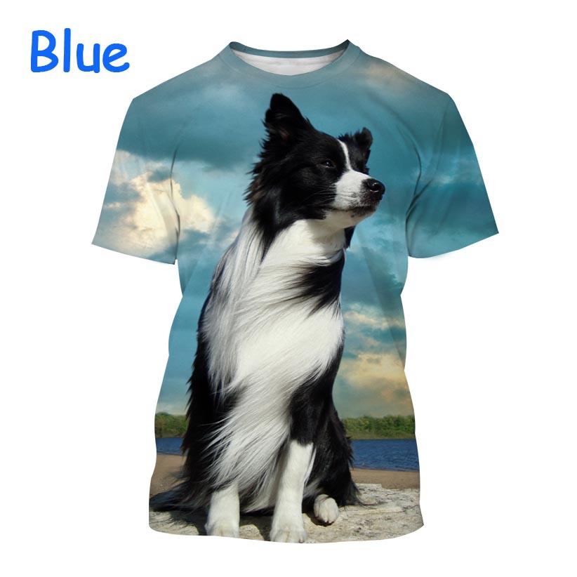 New Popular Border Collie 3D Printed T-shirt Fashion Cute Dog Unisex Animal Round Neck Casual Short Sleeve