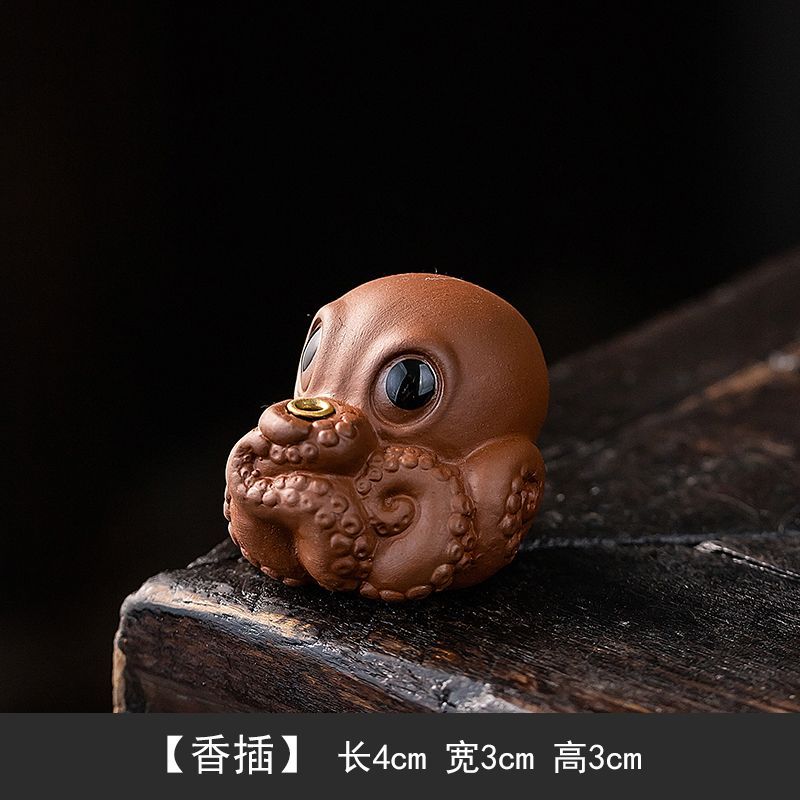 Lucky Purple Sand Small Goldfish Line Incense Burner, Household Indoor Insert Seat Zen Tea Room Desktop Incense Burner Ornament