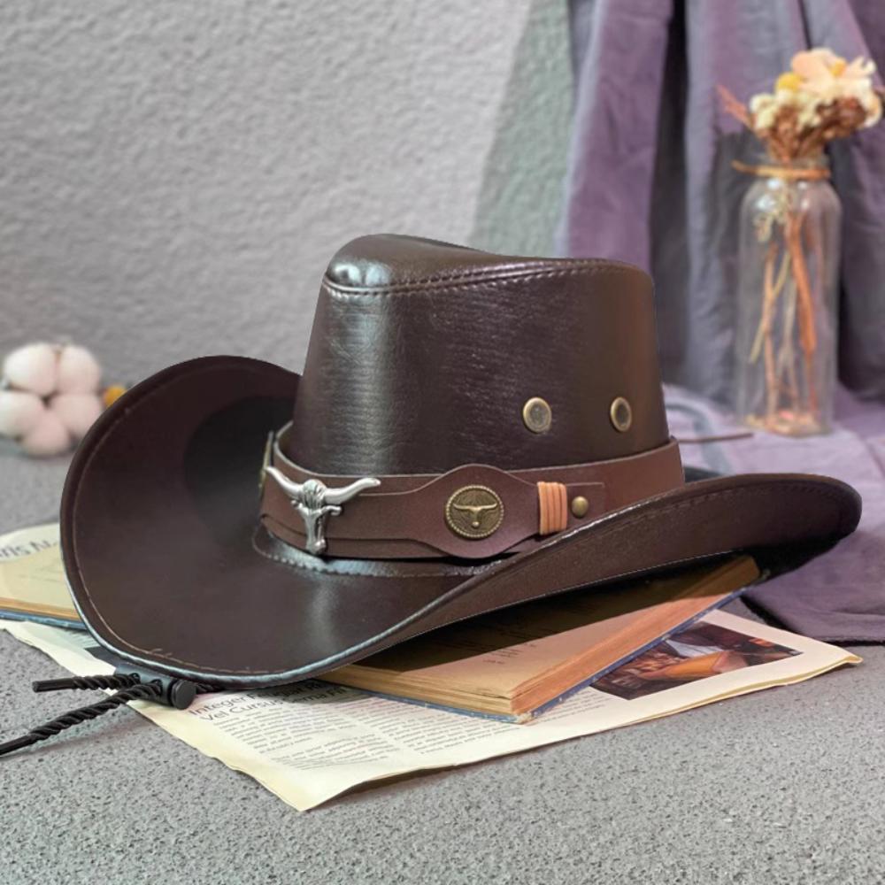 Vintage Western Cowboy Hats Solid Color Jazz Cap Casual Dress Hats  Unisex