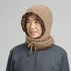 Women Men Thickening Knitted Warm Fleece Lining Scarf Conjoined Cap for Autumn Winter