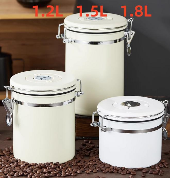 Stainless Steel Coffee Canister Coffee Bean Storage Airtight Containers with Date with Spoon Vent Valve Kitchen Food Storage Jar