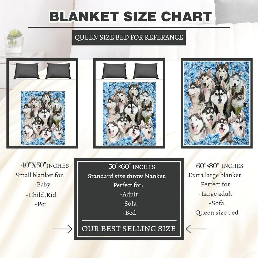 Husky Print Pet Blanket, Cute Dog-Head Pet Cover, Soft And Comfortable, Washable And Easy To Clean, Pet Sleeping Blanket