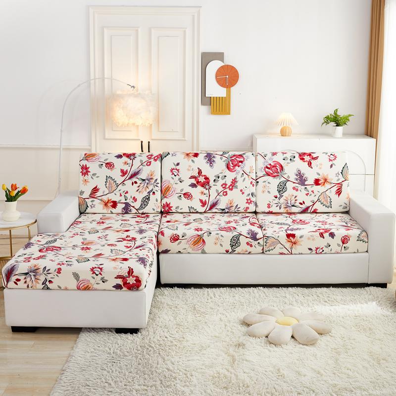Neuer floral bedruckter Stretch-Sofa-Sitzkissenbezug, Rückenlehnenschutz für Couch, Sofabezug in L-Form, Chaselong-Schonbezüge