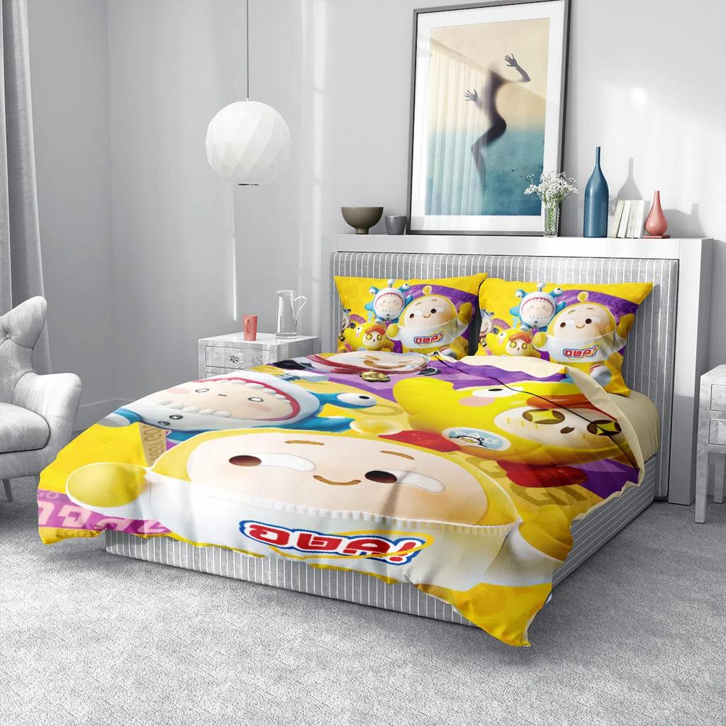Games Eggy Party Bedding Set Cartoon Eggy 3D Printing Quilt CoverGame Themed Children's Room Decoration Kit Single Twin Full