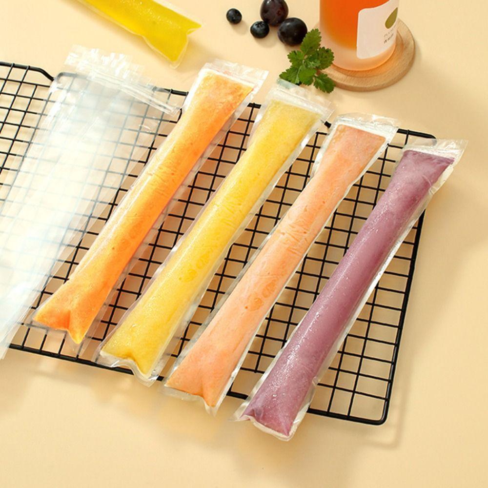 20/40pcs Transparent Ice Cream Bag Reusable Ice Popsicle Bags with Funnel Zip Lock Ice-Making Bags for Summer