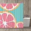Pink and Orange Slice Patterned Shower Curtain, Polyester Fabric, Machine Washable, Includes Hooks, Suitable for Bathroom Décor.