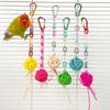 1PC Colorful Chewing Toy for Parrots -Hanging Rattan Ball & Beaded Swing for Budgies Cockatiels Bird Cage Decoration Fun