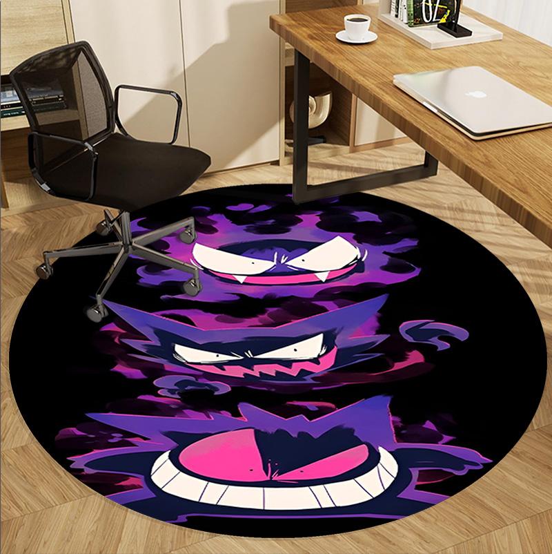 Gengar Pattern Round Rug, Indoor/Outdoor Mat, for Picnic, Gameroom, Bedroom, Office, Living Room, Home Decor Carpet, Birthday Gift