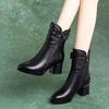 Fashionable versatile thick heel pointed midsole boots added fleece warmth comfortable women elegant minimalist women's shoes