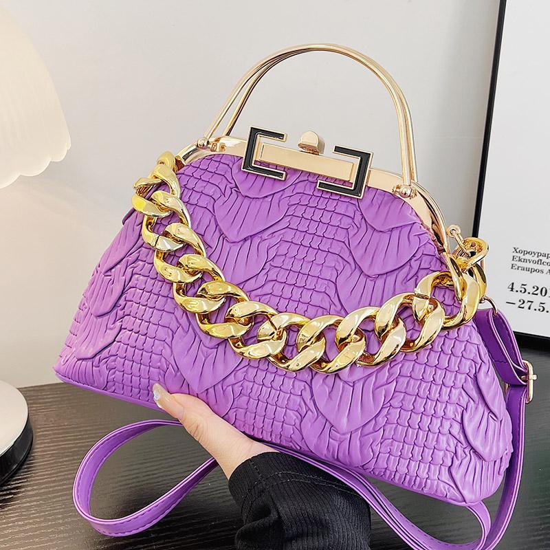 Women's Pleated PU Leather Shoulder Bags  Thick Chain  Messenger Bags  Luxurious Ladies Bags  Night Clutch  Gold  Pink  Green