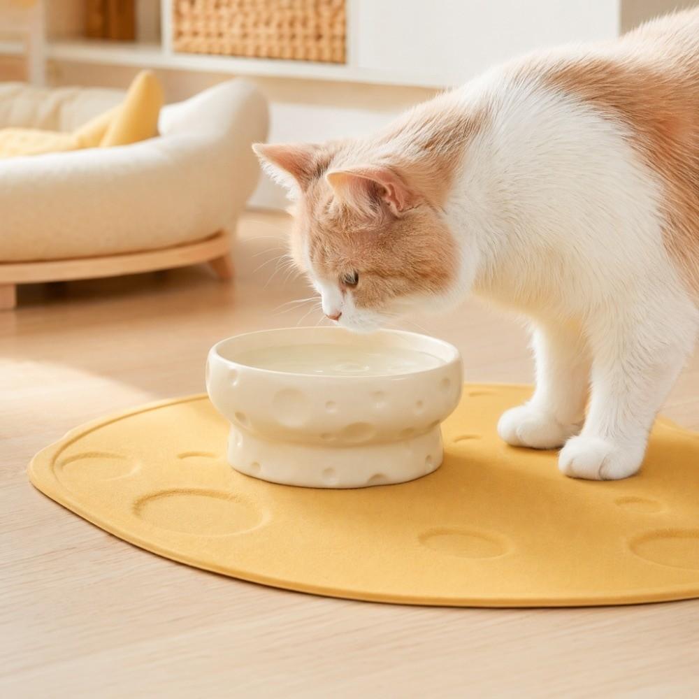 Cheese Shape Neck Protection Bowl Large Diameter High Foot Bowl Pet Food Bowl  for Pets Cats Dogs