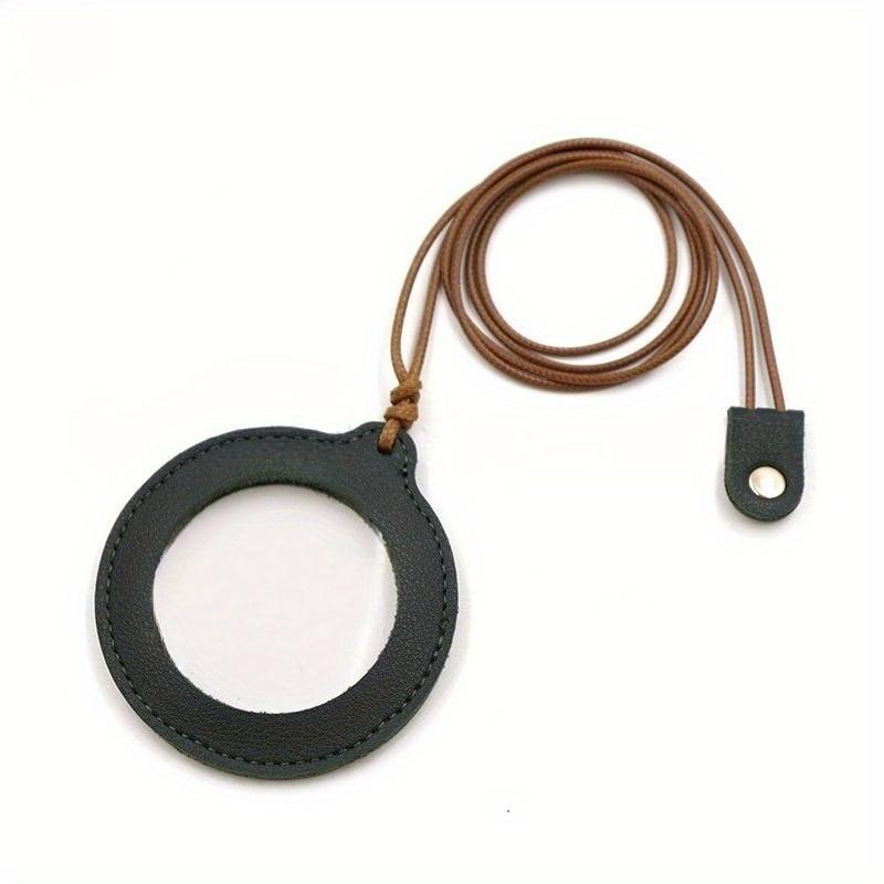 1Pc Simple Solid Color Adjustable Neck Hanging 3x Magnifying Glass PU Leather Case for Elderly High Power Portable Magnifying Glass Protective Case