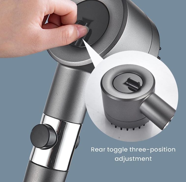 Högtrycksfiltrerande duschhuvud 3-läges justerbar spray med massageborste Regndusch Blandare Badrumstillbehör