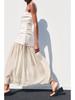 2025 Spring/Summer Women's One-Shoulder Slim Spliced Dress with Wide Hem