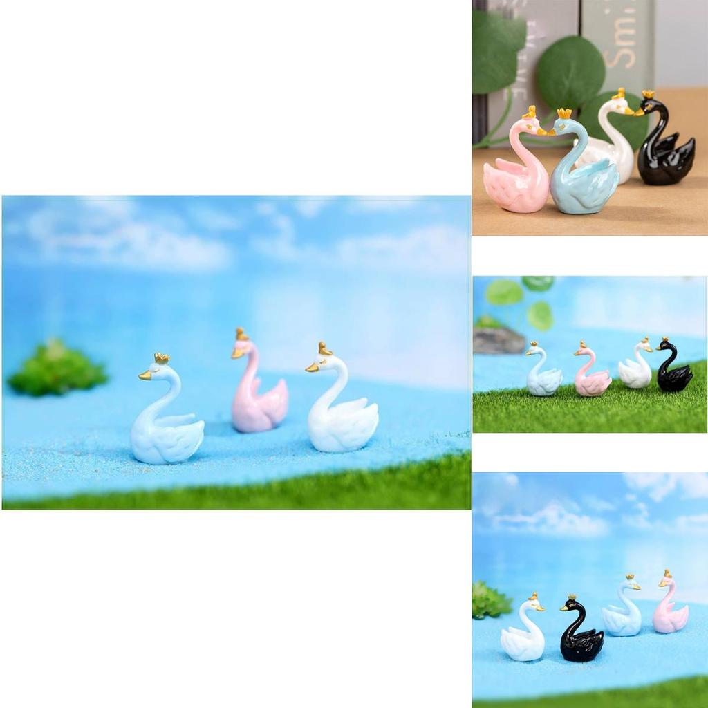 Cute Resin Cartoon Swan Figurines For Miniature Garden And Home Decor