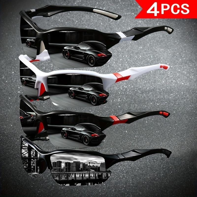 4-piece Men's Fashionable Sunglasses for Hiking Fitness Running Racing Outdoor UV Protection Sunglasses