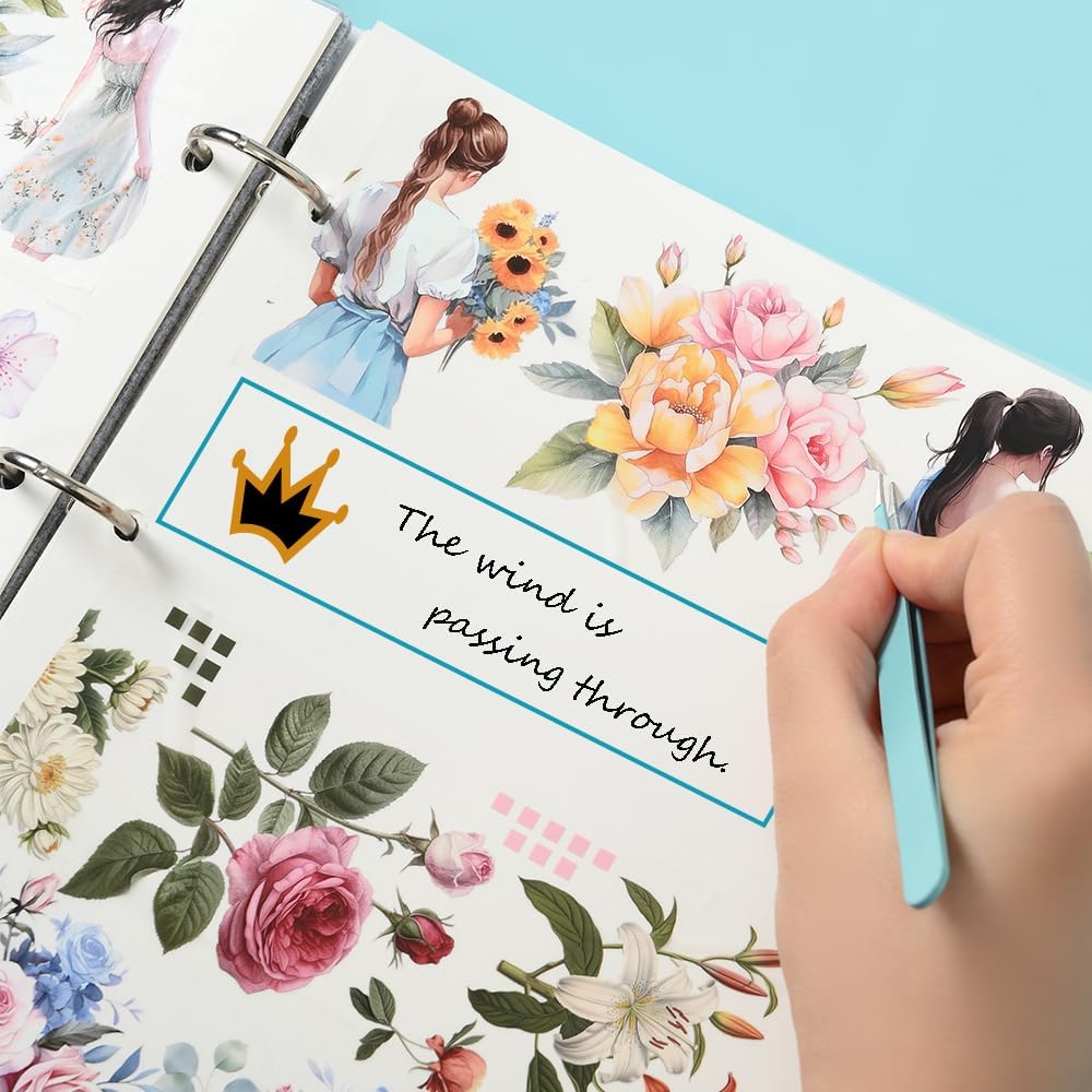 NOTIONSLAND Masking Cute and Beautiful Flower Girl Planner Washi Transparent PET Wide Width Rolls Gift Tape, Design, DIY, Paper, Tape, (4 Box)