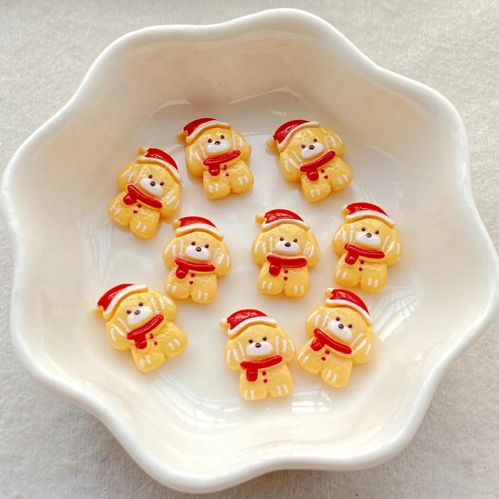 30Pcs Mini Cartoon Christmas Snowman, Biscuit Man, Dog Nail Art Flat back Rhinestone DIY Manicures Appliques Accessories Crafts
