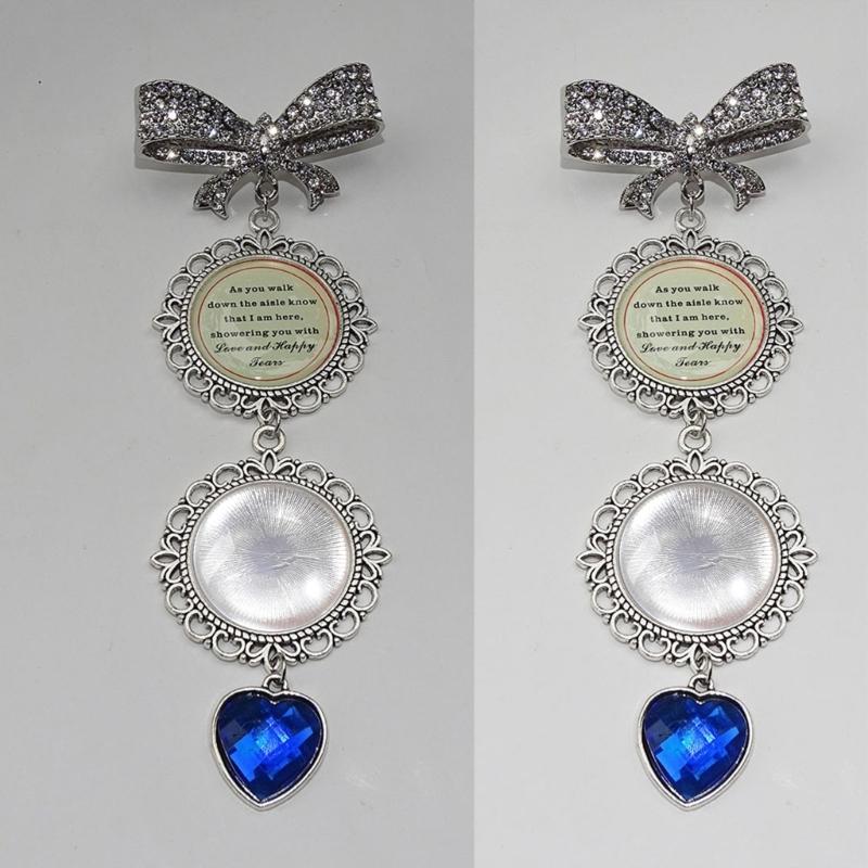 Bridal Bouquet Photo Charm Accessory Unique Photo Holder Charm Pin with Bowknot Accent For Bride's Bouquet And More
