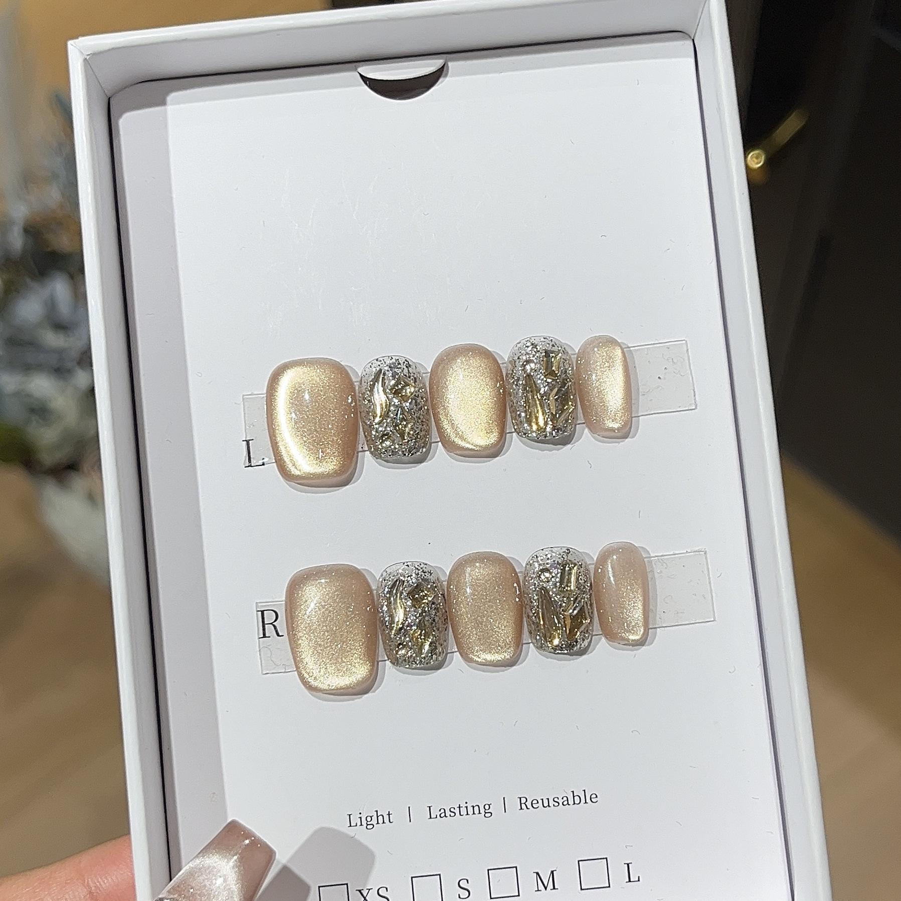 

Повседневный простой маленький короткий доспех темпераментный сверкающий шампанское стеклянный бисер кошачий глаз нашивка носить доспехи L