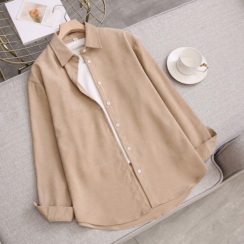 Fashionable and Chic White Blouse, Loose and Comfortable Korean-style Pure Color Shirt for Women, Suitable for Spring and Autumn.