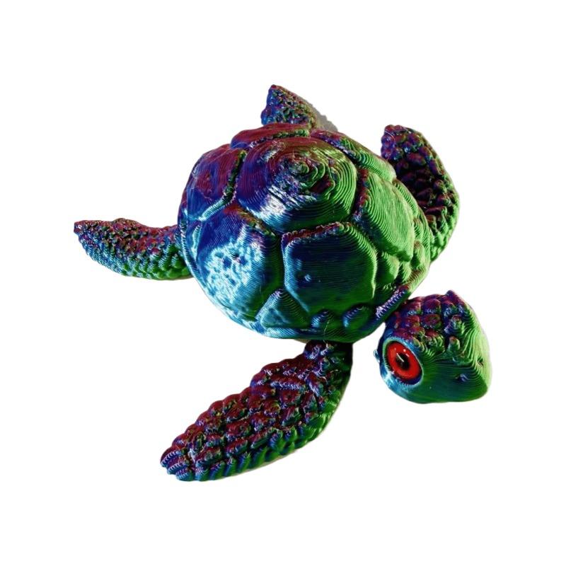 1pc 3D Printed Sea Turtle with Realistic Eyes, Multi-Color Gradient, Desktop Set Craft, Perfect Gift for Friends and Family