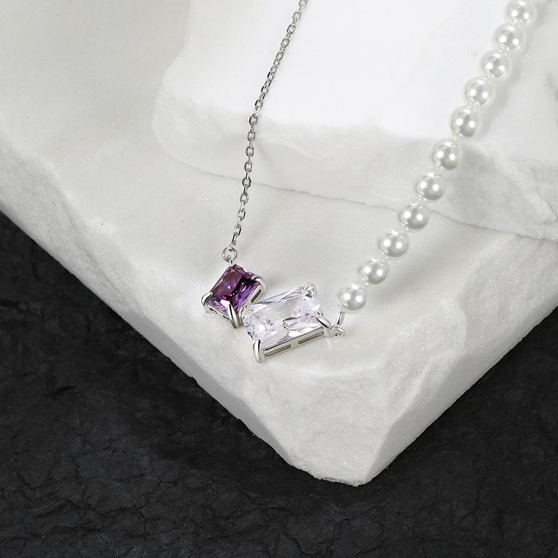 

Контрастного цвета высококачественное квадратное жемчужное ожерелье женская корейская версия ins холодный ветер сращивание ключицы цепь