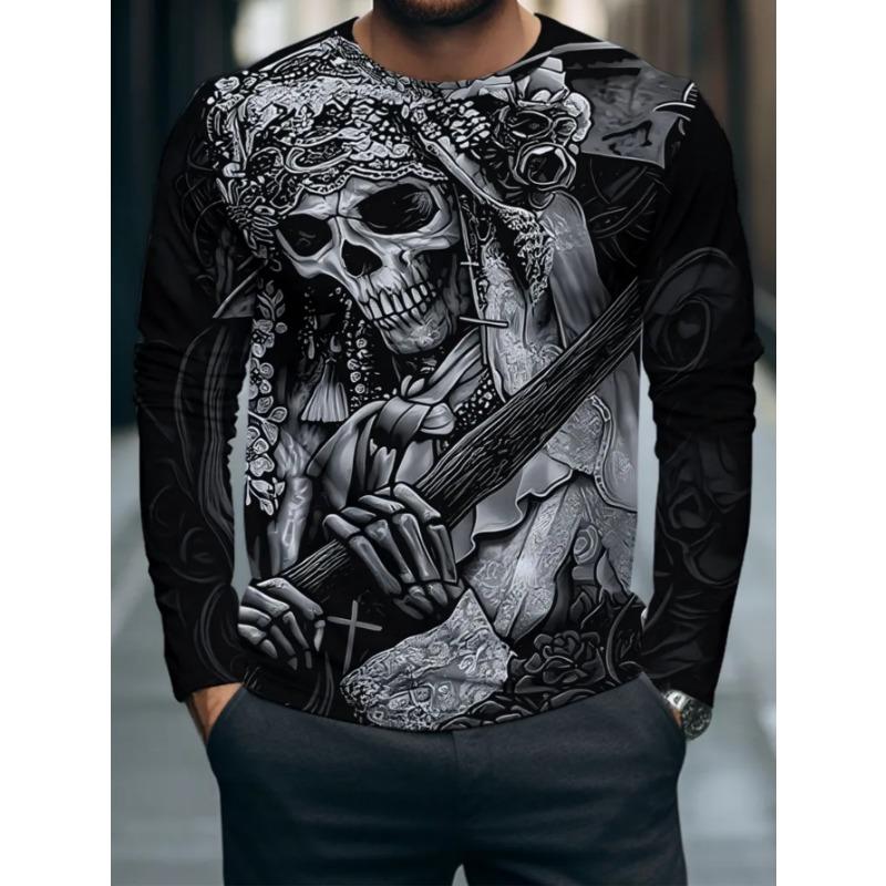 Herren Freizeit-T-Shirt mit langen Ärmeln, modischem Print-Design, ein bequemes und lässiges Oberteil, maschinenwaschbar