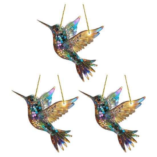 Yousheng Bluebird Hanging Decoration Stained Glass Art Bird Ornament 2D Flat Acrylic Pendant for Window Wall Home Garden Decor