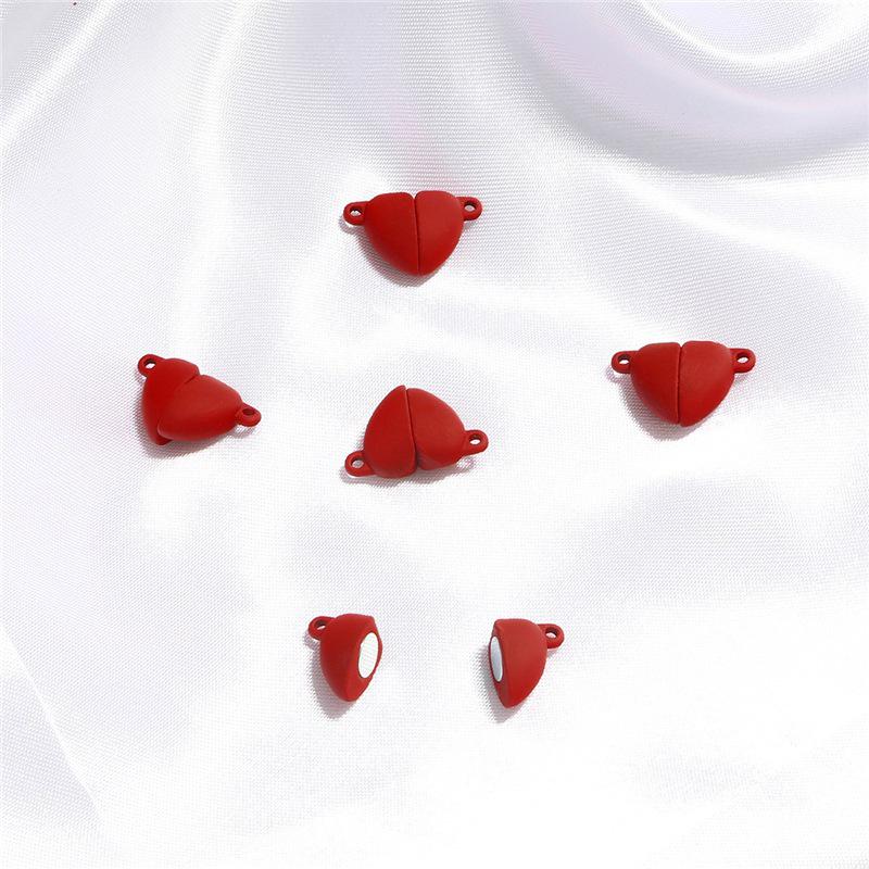 Heart-Shaped Magnetic Clasp Necklace and Bracelet DIY Kit - Smooth Round Pendant for Couples