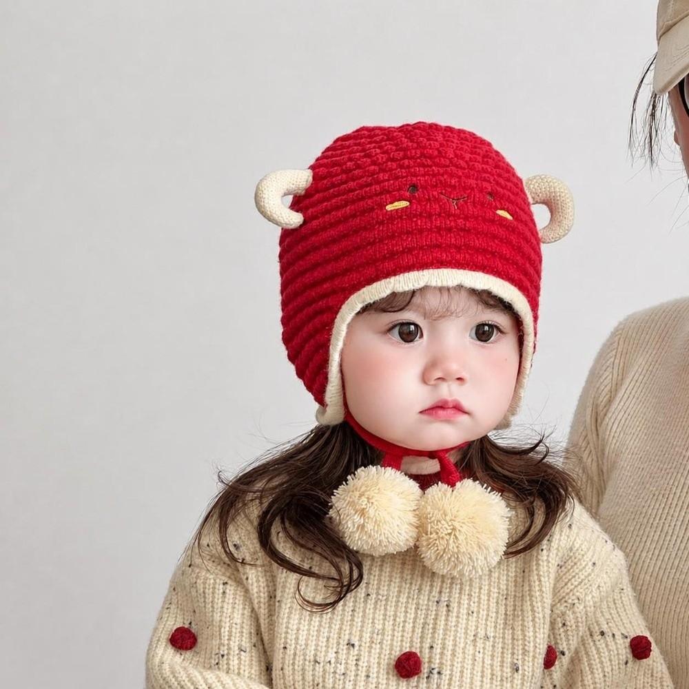 Thick Knit Kids Knit Hat Warm Plush Earflap Cap Comfort Toddler Hat Daily