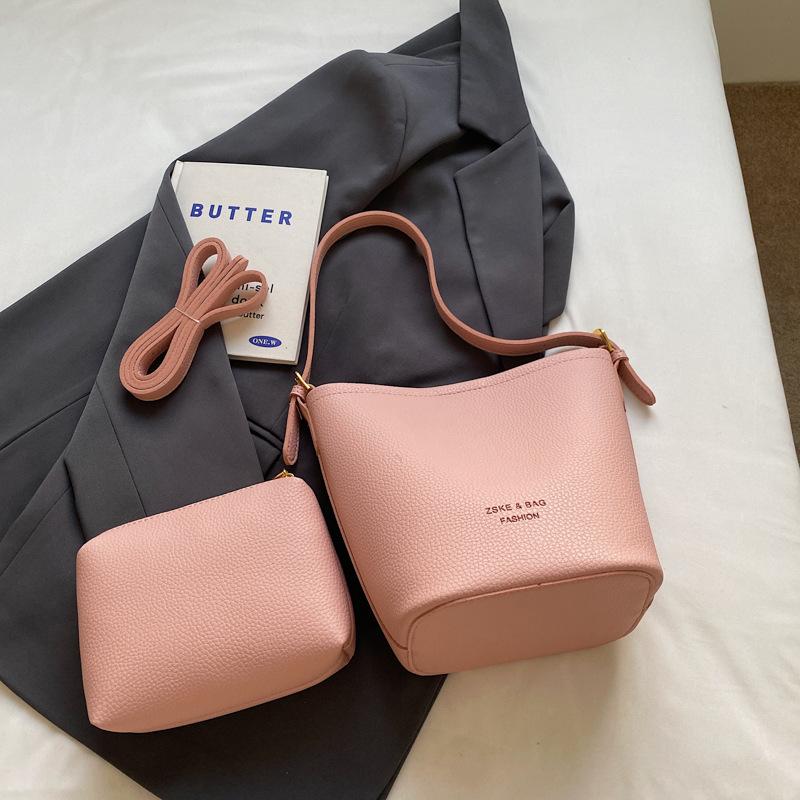 Retro Simple Mother And Child Bag Bucket Bag Women'S Fashion Shoulder Underarm Bag Foreign Style Versatile Messenger Bag