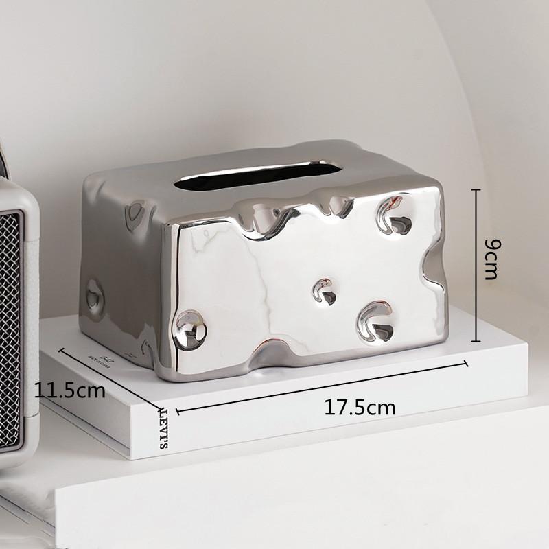 Ceramic Tissue Box Cartoon Cheese Shape Paper Towel Holder Napkin Desktop Storage Perforated Ornament