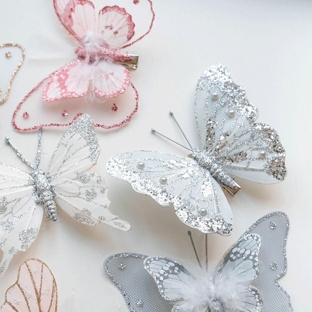 Plastová vánoční třpytivá motýlí přívěsek DIY vánoční stromek závěsná dekorace domácí vánoční výzdoba