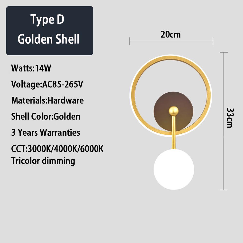 Indoor LED Wall Lamp AC85-265V 5 Types Black Golden Shell Modern Simplicity Indoor Wall Lamps with High Brightness LED Lighting