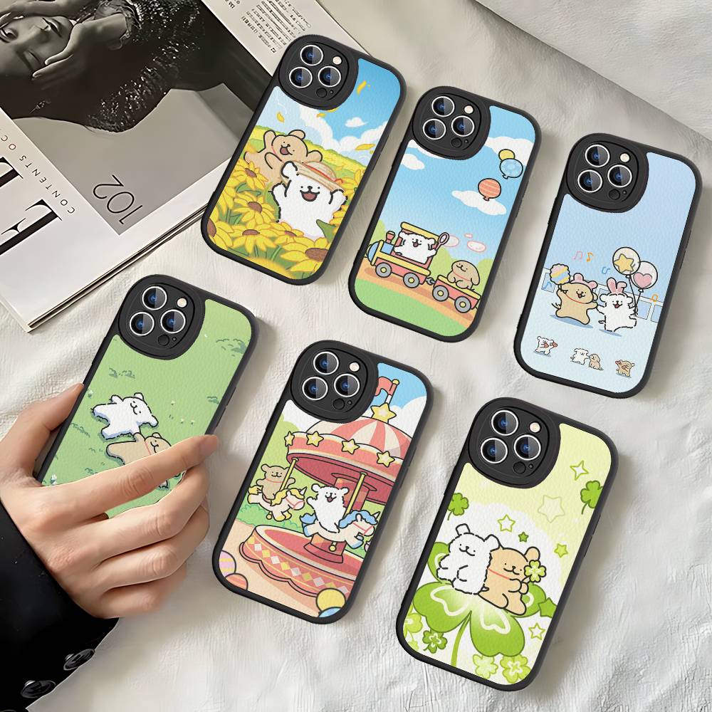 Lovely Line Dog Maltese For iPhone 16 15 14 16E 13 12 11 Pro Max Plus Phone Leather Case