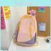 Simple Color Blocked Letter Decor Student Casual Backpack For High School And University