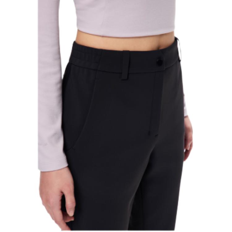 Anta Champion All-Weather Series Comfortable Casual High-Waisted Simple Straight Leg Fleece Knitted Sports Pants Women bottoms Basic-Black 162440306-3