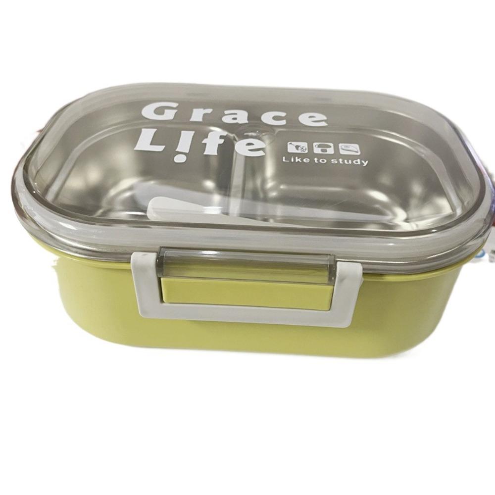 

Столовые приборы Красивый Ланч-бокс из нержавеющей стали Двухсекционный Высококачественный Контейнер для хранения продуктов Корейский Портативный Герметичный контейнер Школа зелёный