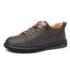 Low-top men's shoes low-top lace-up trend board shoes cowhide four-season shoes trendy shoes casual leather shoes 2025