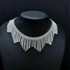 Elegant Rhinestone Tassel Choker Necklace: European-American Luxury Banquet Jewelry